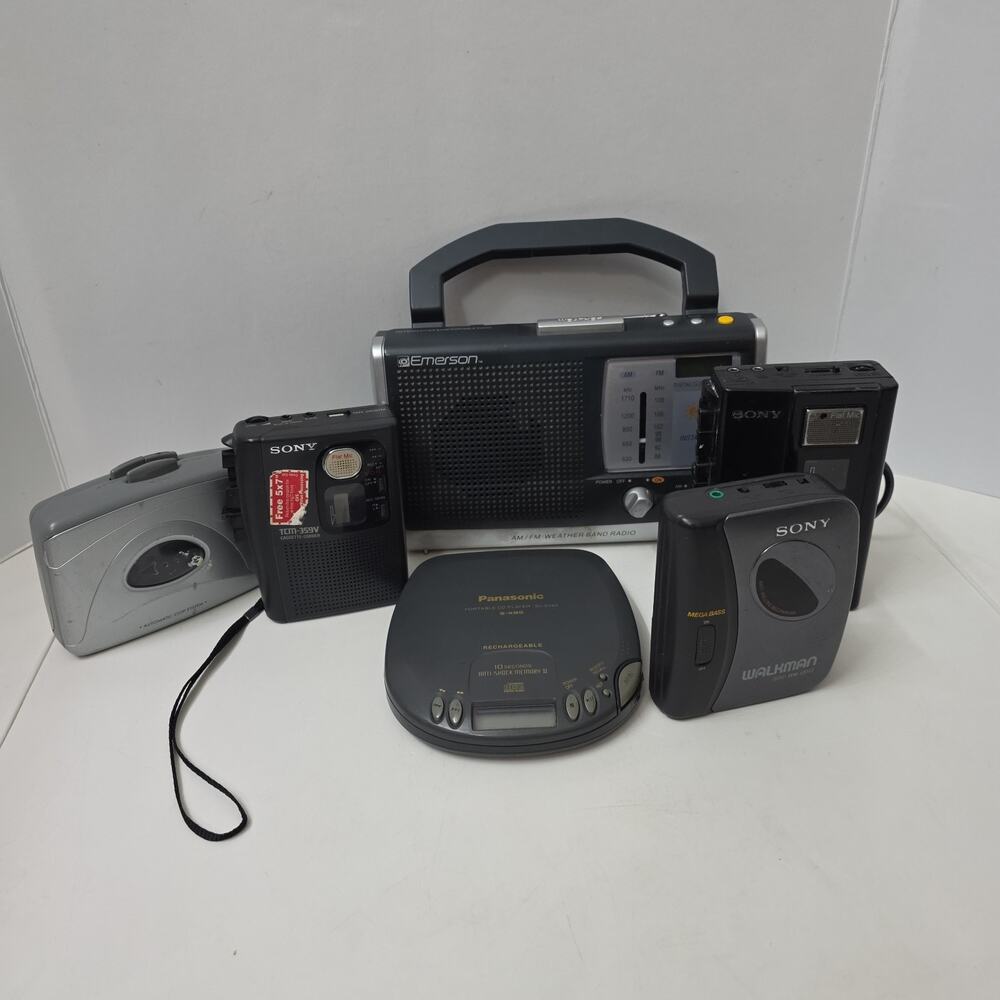 Lot Of 6 Portable Radios Tape CD Players 3 Sony Panasonic Emerson For Parts Only
